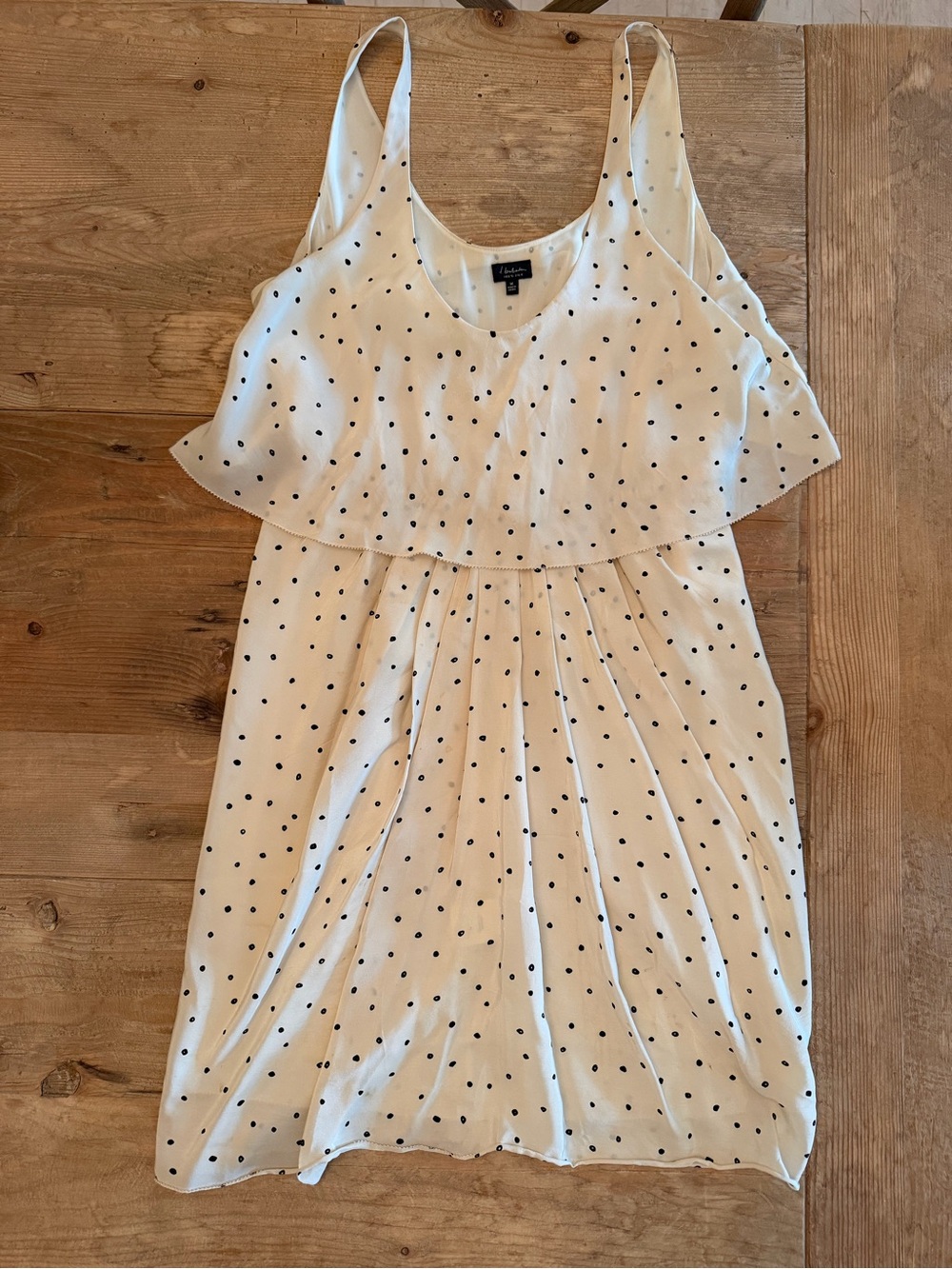 Babaton Cream Mini Dress with Black Polka Dots 100% silk